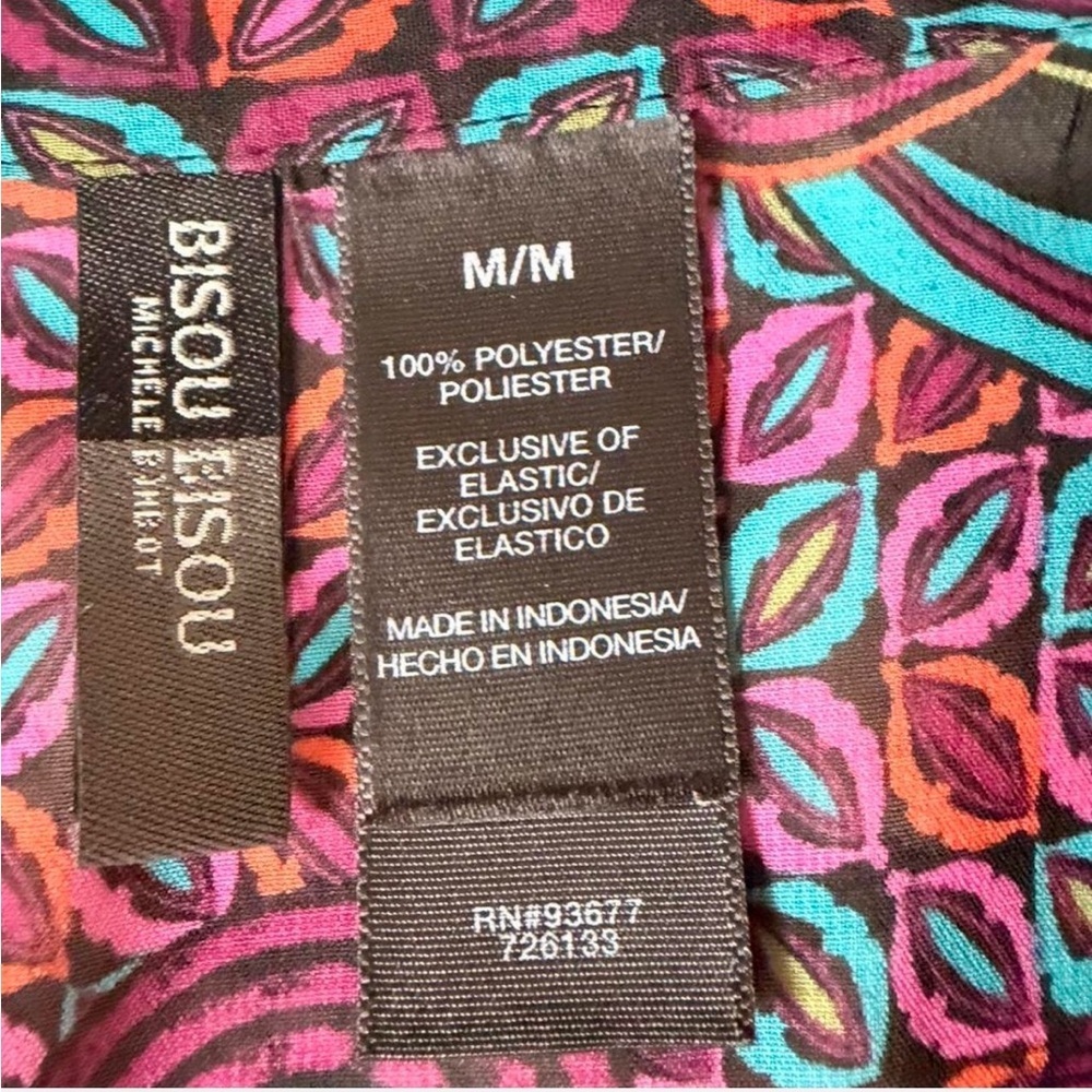 Bisou Bisou Purple Multicolor Ruffled V-Neck Printed Cami - Picture 6 of 8